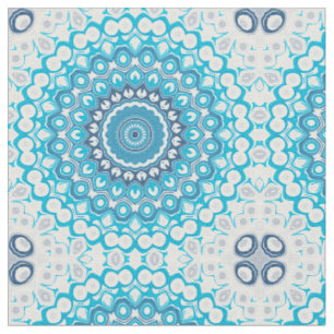 Mattierte Wintergeometrie in Blau und Weiß Mandala Stoff