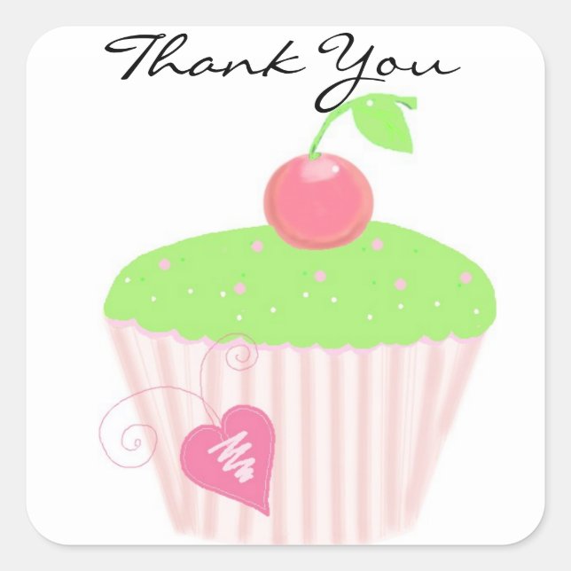 Mattierter Cupcake Danke Quadratischer Aufkleber (Vorderseite)