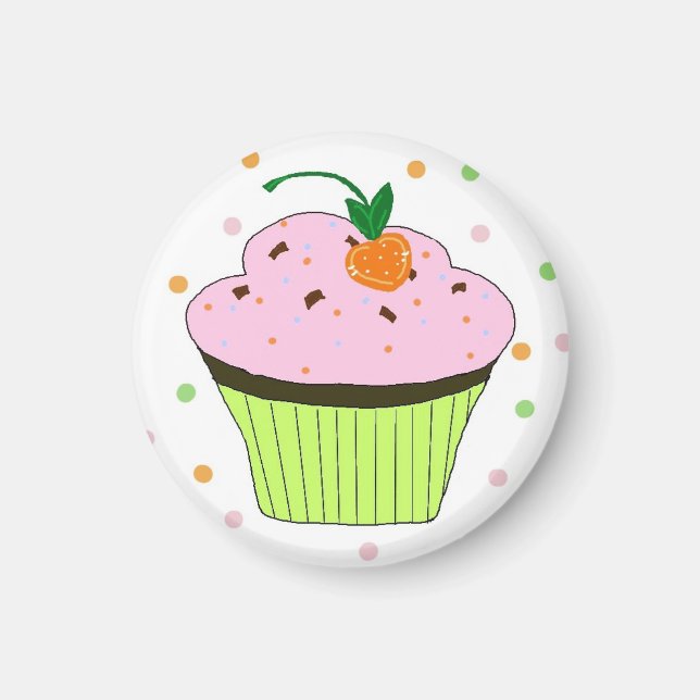 Mattierter Pinkkuchen mit Polka Dosen Magnet (Vorne)