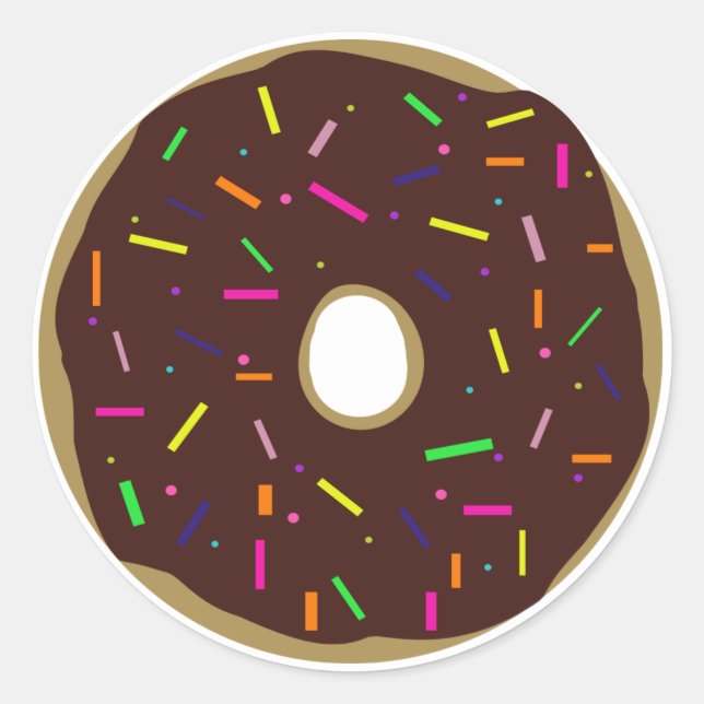 Mattierter Schokoladendughnut mit Sprinklen Runder Aufkleber (Vorderseite)