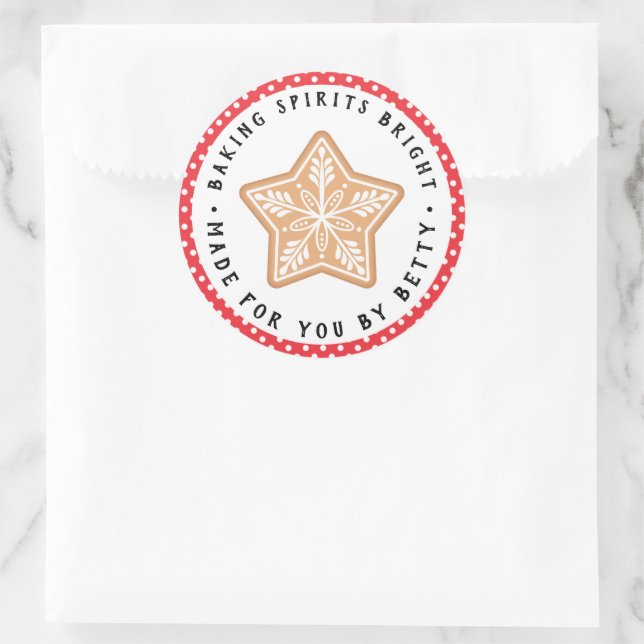 Mattierter Snowflake-Cookie | Backbriefe hell Runder Aufkleber (Tasche)