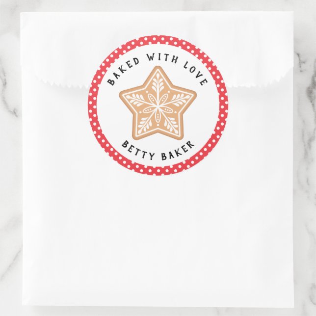 Mattierter Snowflake-Cookie | Mit Liebe gebacken Runder Aufkleber (Tasche)