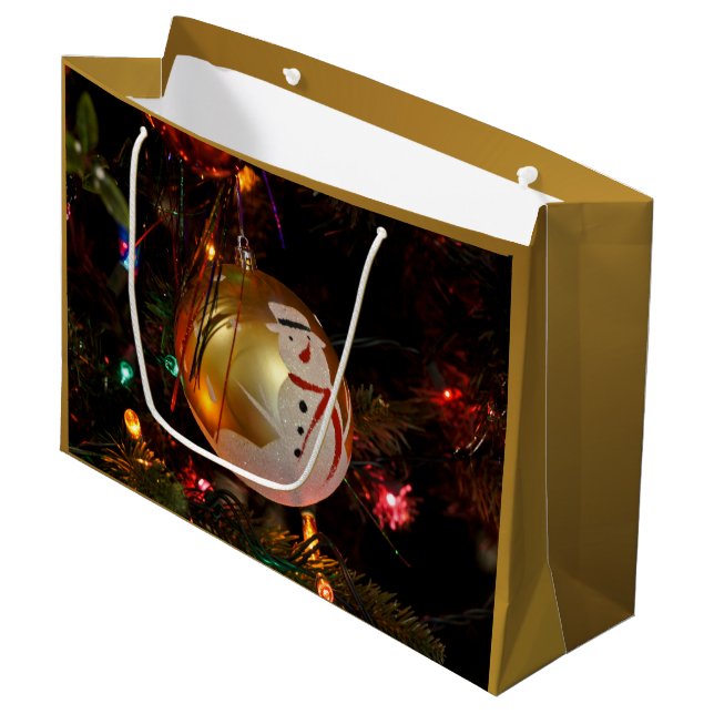 Mattierter Snowman Weihnachtsgeschenk Tasche Große Geschenktüte (Vorderseite Schrägansicht)