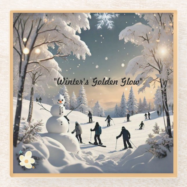 "Mattierter Wintermorgen" Glasuntersetzer (Vorderseite)