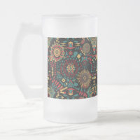 Mattiertes Azure "Heritage Inspiriert Muster" Glas
