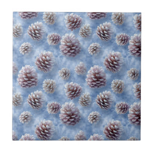 Mattiertes Blaues Pinecones Muster Kissen Fliese