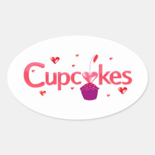Mattiertes Cupcake-Zeichen Ovaler Aufkleber