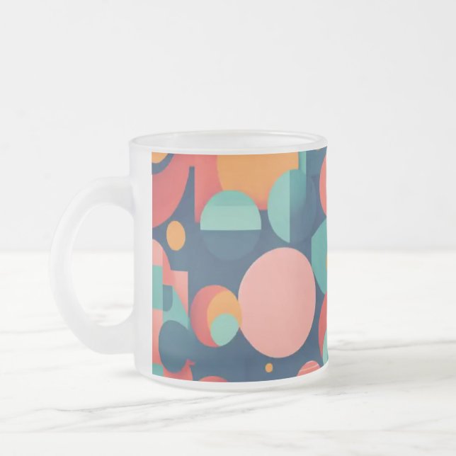 Mattiertes Glas Tasse 10 oz - Minimalistisch Geome (Links)