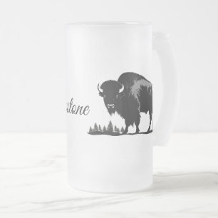 Mattiertes Glass Tasse-Yellowstone Buffalo Mattglas Bierglas