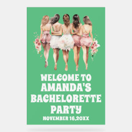 Mattiertes Grüne Akryllische Bachelorette Begrüßun Acrylschild