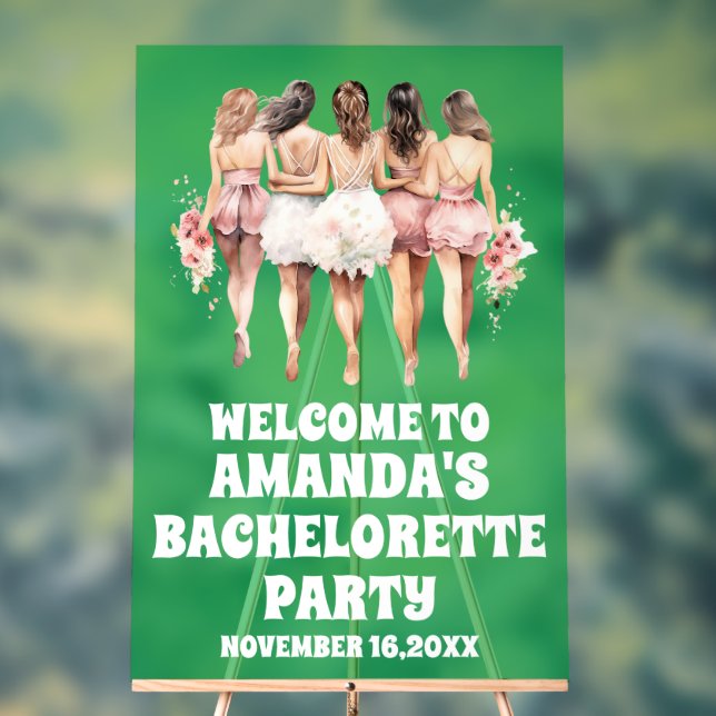 Mattiertes Grüne Akryllische Bachelorette Begrüßun Acrylschild (Neutral)