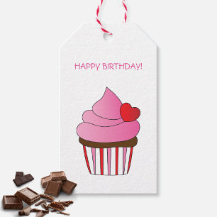 Mattiertes Herz Cupcake Geburtstag Geschenkanhänger