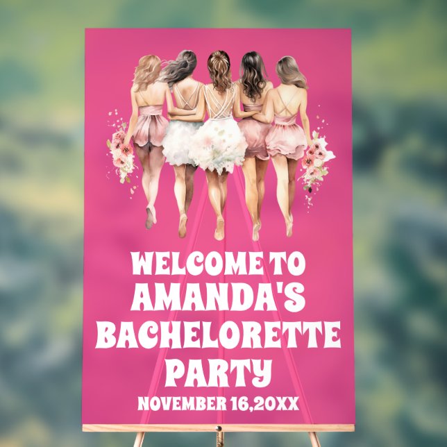 Mattiertes Hot-Pink-Acryl Bachelorette Begrüßungsz Acrylschild (Neutral)