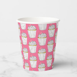 Mattiertes Rosa Herz Cupcake Sprinkles Dessert Lie Pappbecher