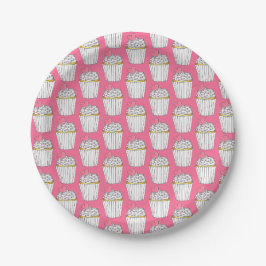 Mattiertes Rosa Herz Cupcake Sprinkles Dessert Lie Pappteller