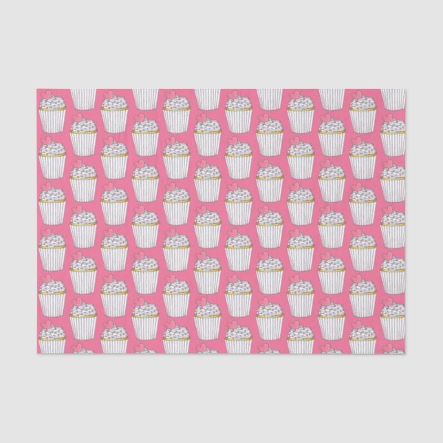 Mattiertes Rosa Herz Cupcake Sprinkles Dessert Lie Seidenpapier (Vorderseite)