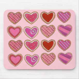 Mattiertes rosa Herzkraut Liebe Valentinstag Mousepad