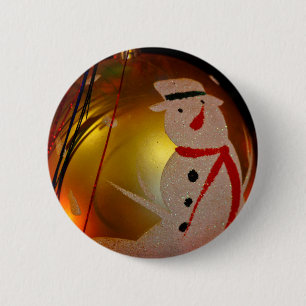 Mattiertes Schneemann-Ornament Button