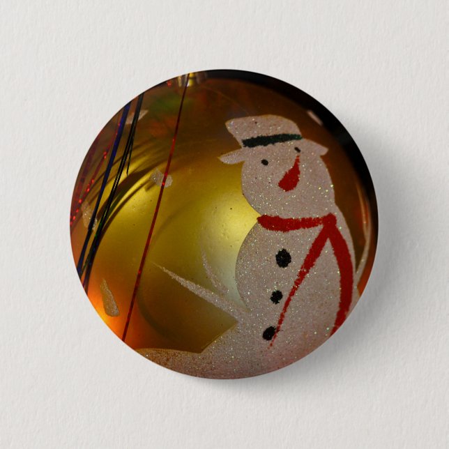 Mattiertes Schneemann-Ornament Button (Vorderseite)