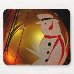Mattiertes Schneemann-Ornament Mousepad