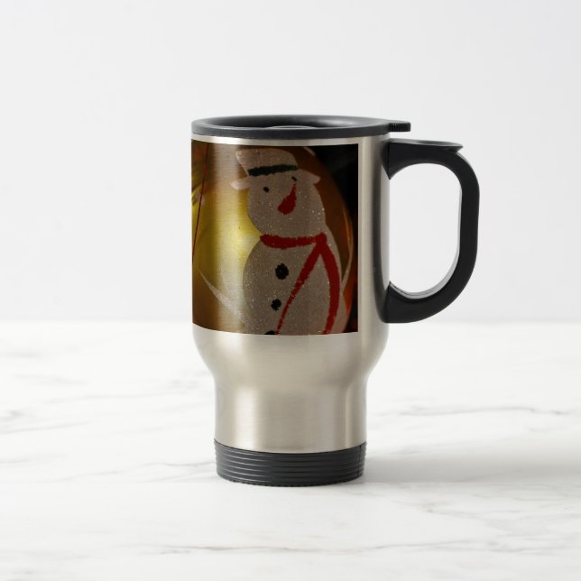 Mattiertes Schneemann-Ornament Reisebecher (Rechts)