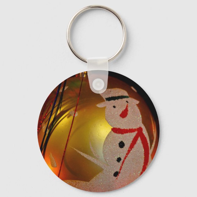 Mattiertes Schneemann-Ornament Schlüsselanhänger (Vorderseite)