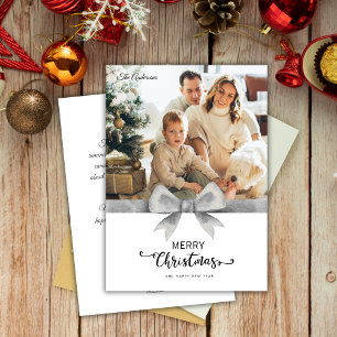 Mattiertes Silver Custom Foto & Message Christmas Feiertagskarte
