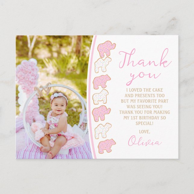 Mattiertes Sprinkle Animal Cookie Party Gast Gunst Postkarte (Vorderseite)