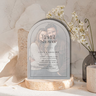 Mattiertes Vellum Overlay Foto Einfaches Brautpart Einladung