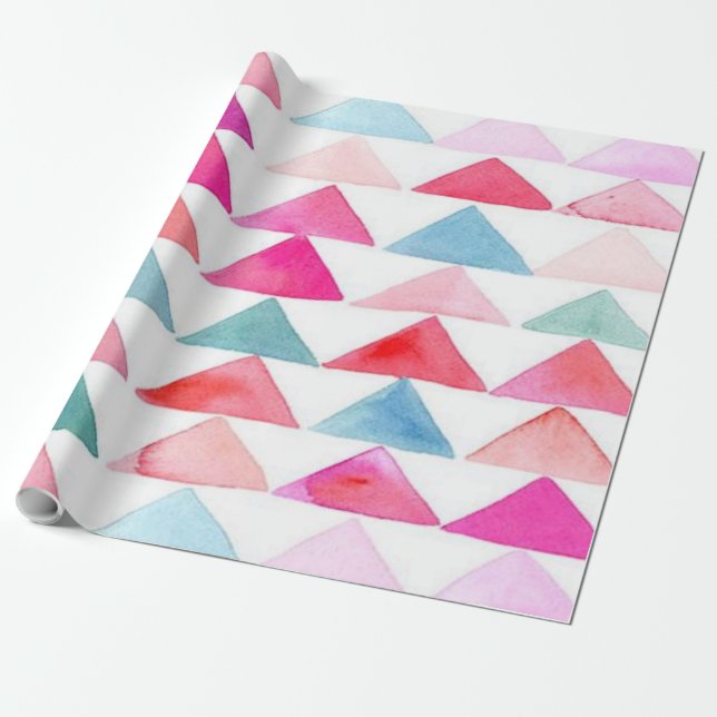 MattPackpapier, Pastell-Aquarell Dreiecke Geschenkpapier (Ungerollt)