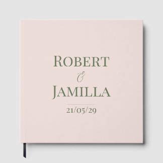 Mattrosafarbene Hochzeitsgästebuch in Rosa und Grü Gästebuch