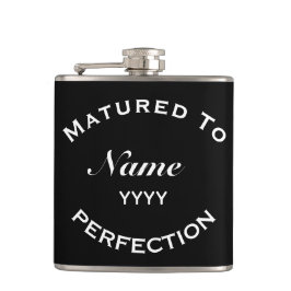 Matured To Perfection Personalised Birthday Gift Flachmann