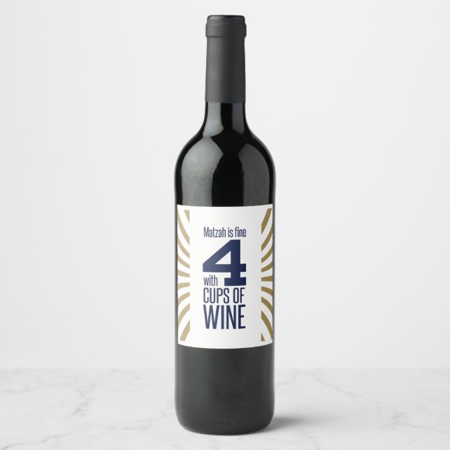 Matza est parfait avec 4 tasses de vin. Étiquette  (Devant)