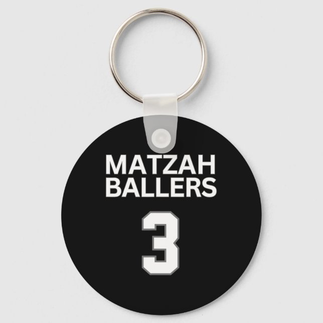 Matzah Ballers 3 Funny Jewish Pun Basketball Team Schlüsselanhänger (Vorderseite)