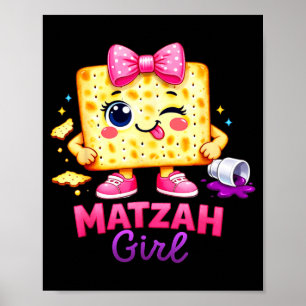 Matzah Mädchen Glückliche jüdische Pessach-Seder Poster