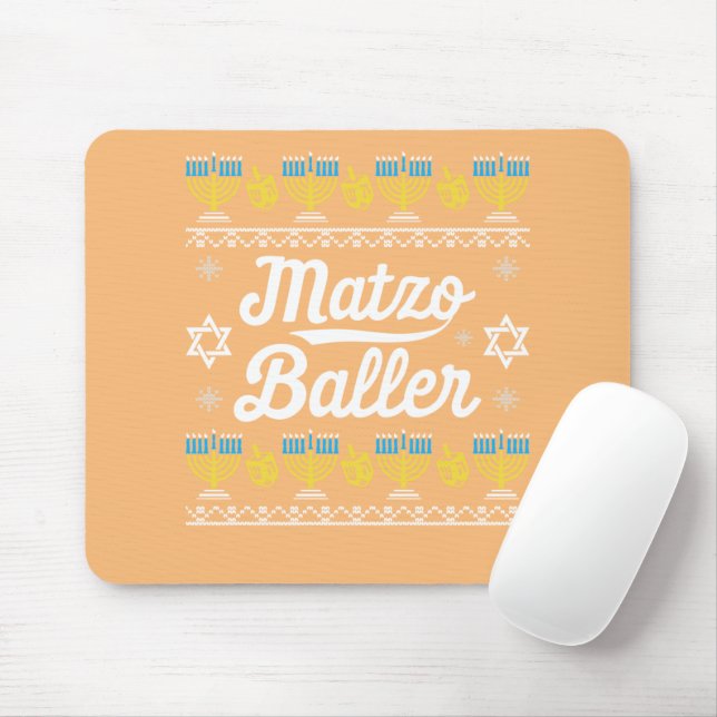 Matzo Baller Long Sleeve Funny Hanukkah Geschenke Mousepad (Mit Mouse)
