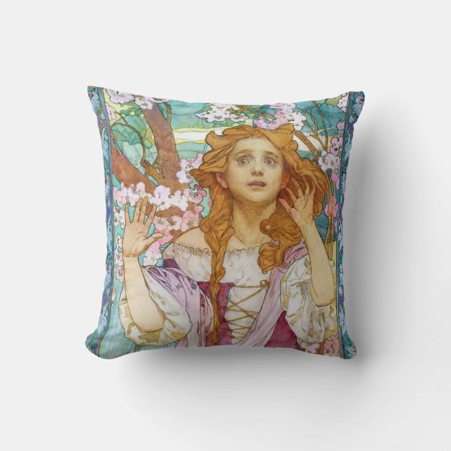 Maud Adams als Joan von Arc, Mucha Kissen (Vorderseite)