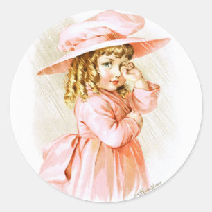Maud Humphrey: Frühlingsmädchen im Regen Runder Aufkleber