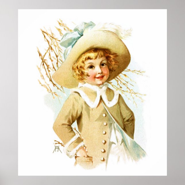 Maud Humphrey: Frühlingsmädchen unter Willow Catki Poster (Vorne)