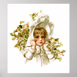 Maud Humphrey: Herbstmädchen mit Holly Poster