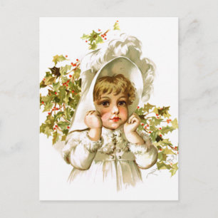 Maud Humphrey: Herbstmädchen mit Stechpalme Postkarte