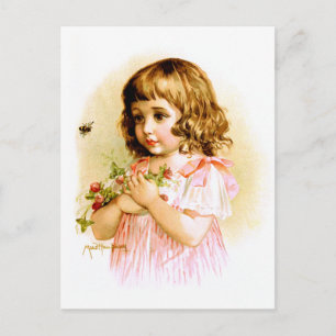 Maud Humphrey: Summer Girl mit Blume und Biene Postkarte