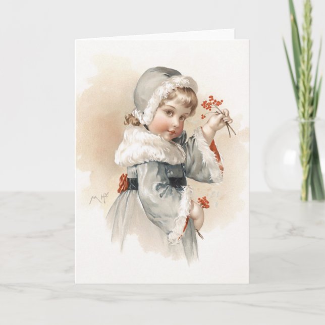 Maud Humphreys Winter-Mädchen Feiertagskarte (Vorderseite)