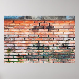 Mauer aus rotem Backstein mit stainsabstrakter, al Poster