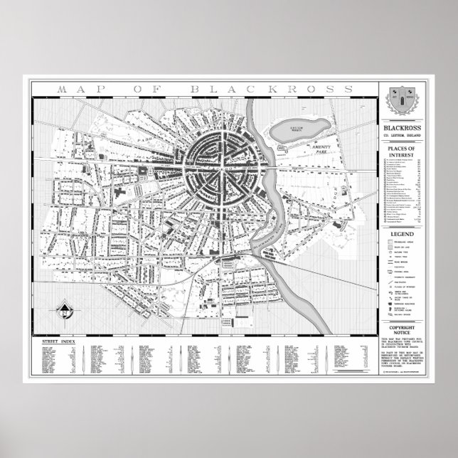 Mauer Karte der Stadt Blackross Poster (Vorne)