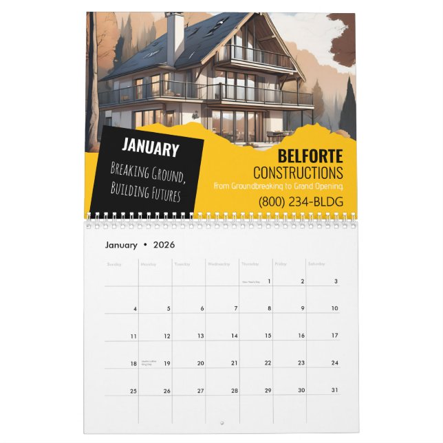 Mauerkalender | Gelb- und Schwarzkran Kalender (Jan 2026)