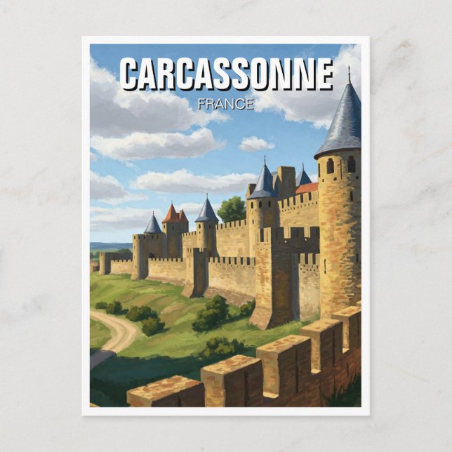 Mauern von Carcassonne Frankreich Reisen Postkarte (Vorderseite)