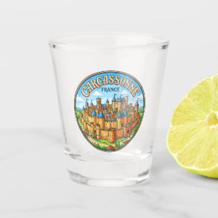Mauern von Carcassonne Frankreich Schnapsglas