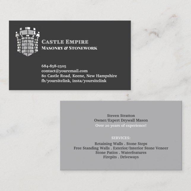 Mauerwerk Chimney Business Card Visitenkarte (Vorne/Hinten)