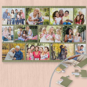 Mauerwerk-Gitter-Familienfoto-Collage Grün
